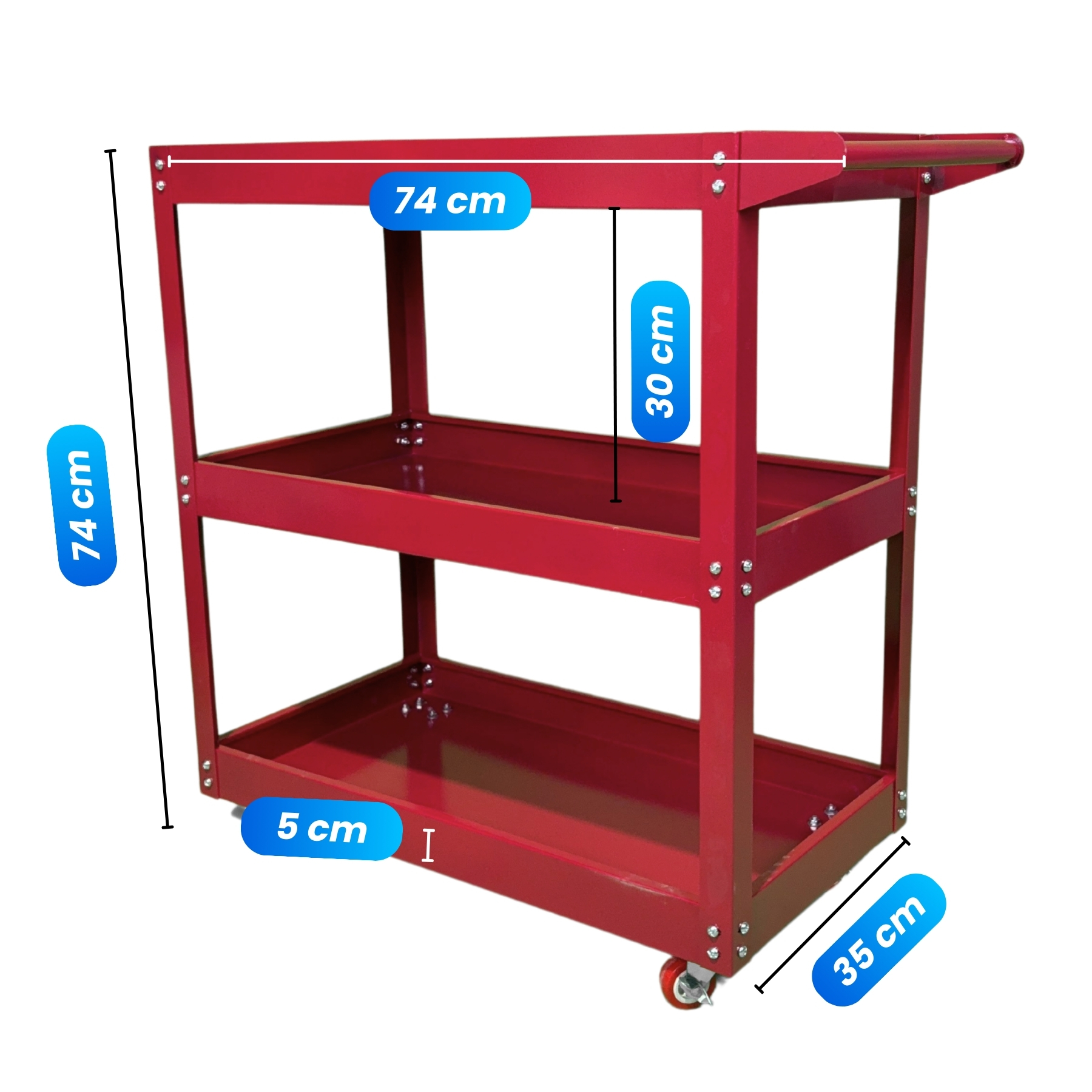 REDTOOL Montážny vozík 3 police Červený RT-5501